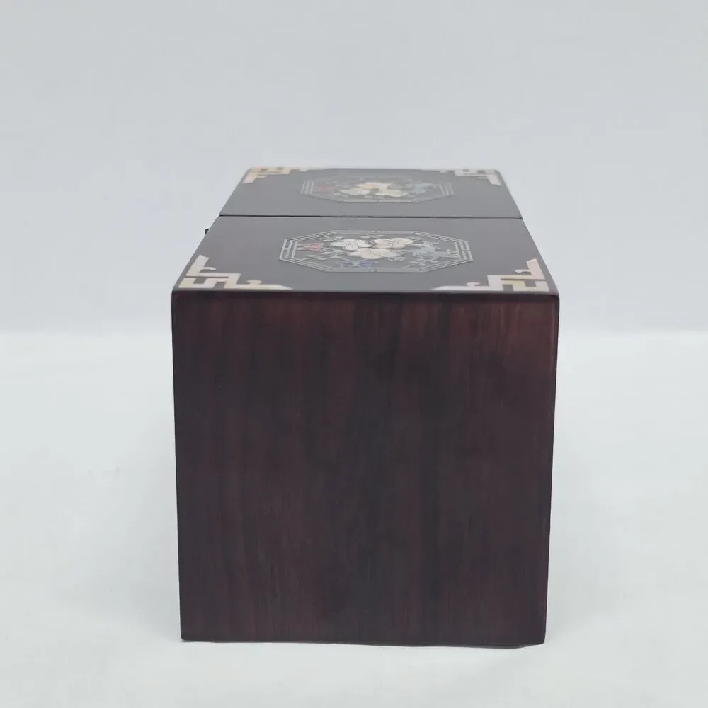 Vintage Korean Traditional Mother Of Pearl Inlay Twin Cube Folding Jewelry Box